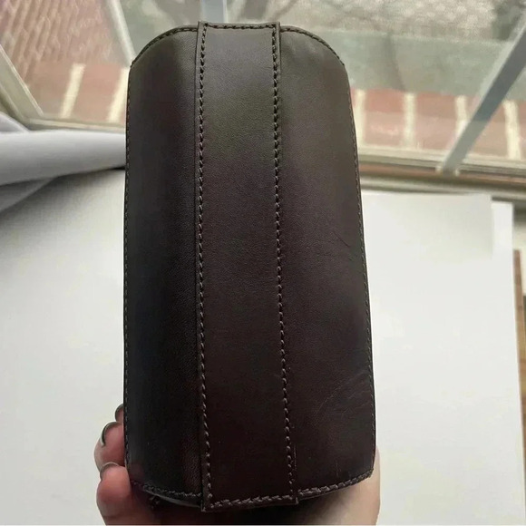 CELINE C Macadam Cosmetics Round Pouch  Canvas Khaki/Gold Hardware MC 00/2 - Picture 3 of 10